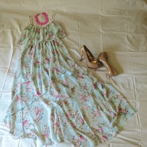 Cinderella Collection Hi-Low Sea-Foam Floral Dress